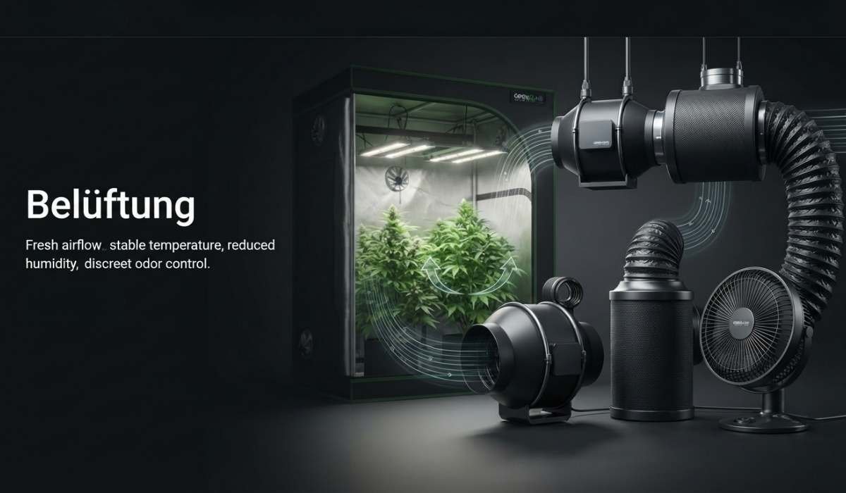 Verschiedene Rohrventilatoren in unterschiedlichen Groessen fuer Growbox Belueftung nebeneinander