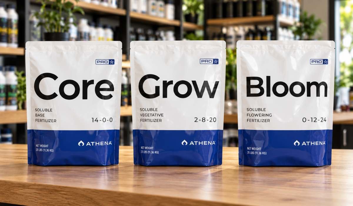 Athena Pro Line Core 14-0-0, Grow 2-8-20 und Bloom 0-12-24 im 25-lbs-Beutel