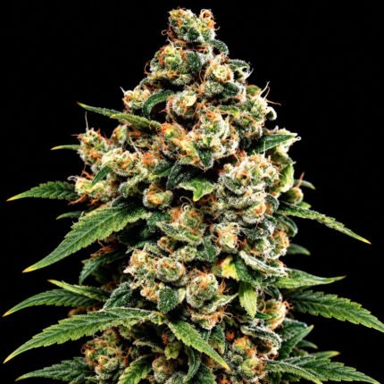 Green House Seeds Jack Herer – Blütenaufnahme vor schwarzem Hintergrund
