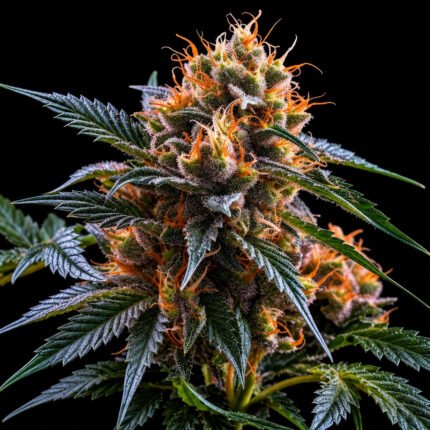Acapulco Gold Feminisiert – Twins Garden Seeds Blütenaufnahme vor schwarzem Hintergrund