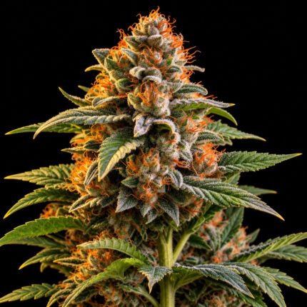 Amnesia Haze Feminisiert – Twins Garden Seeds Blütenaufnahme vor schwarzem Hintergrund