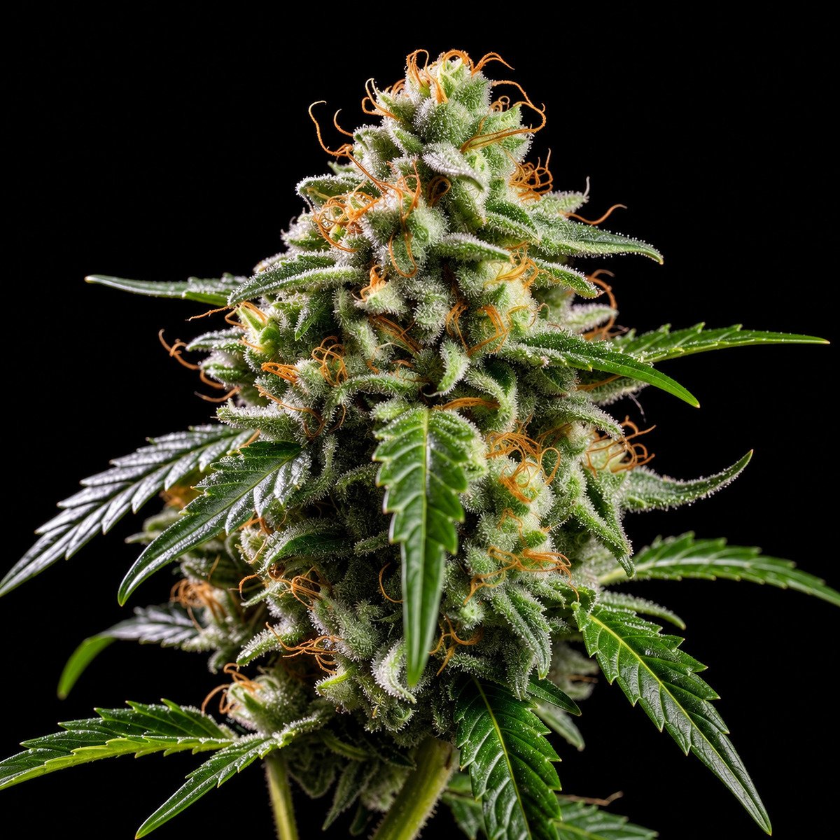 Hindu Kush Auto – optimiertes Produktbild Hindu Kush Auto – Twins Garden Seeds Blütenaufnahme vor schwarzem Hintergrund