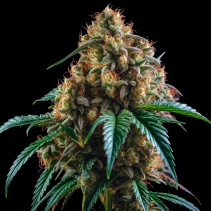 Hindu Kush Feminisiert – Twins Garden Seeds Blütenaufnahme vor schwarzem Hintergrund