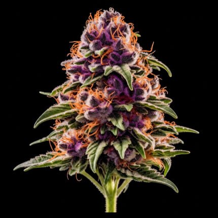 Purple Punch Auto – Twins Garden Seeds Blütenaufnahme vor schwarzem Hintergrund